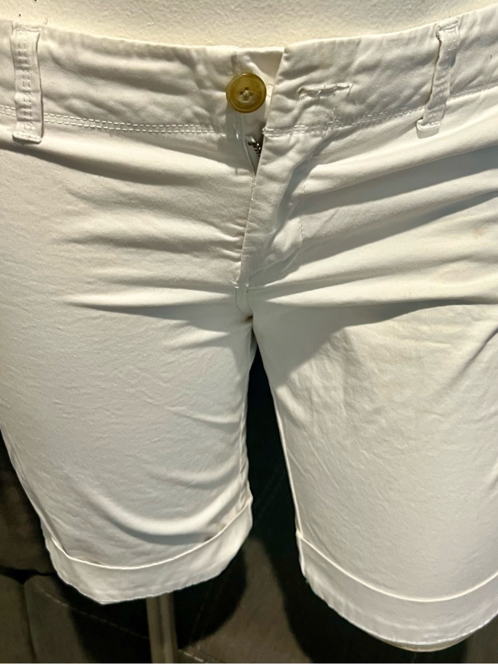Old Navy White Women's Bermuda Shorts with Cuffed Hem